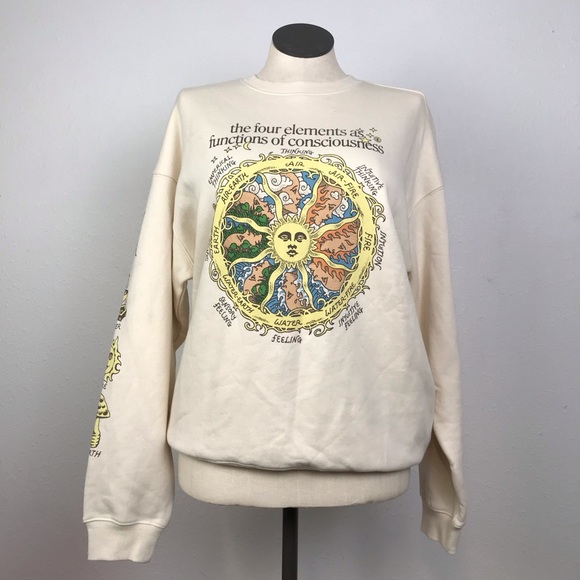 Jake Foreman Elements As Consciou Sweatshirt Women’s Size M Color Beige Pullover - Picture 16 of 16